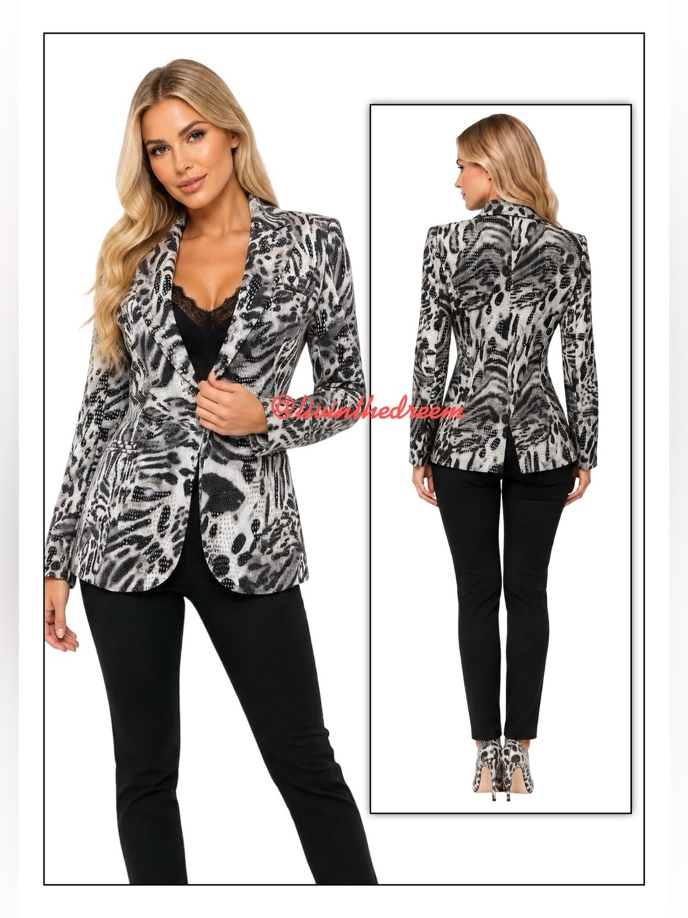 I•N•S•I•G•H•T Animal Print Silver Tiger Scuba Jacket SZ 4